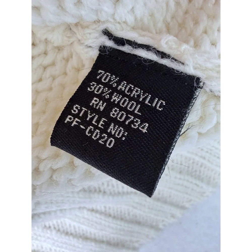 BCBGMAXAZRIA Cream Wool Blend Button Front Cardigan Sweater L